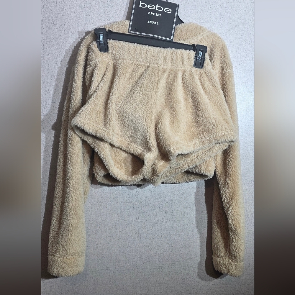 bebe Tan Fuzzy Pajama Set - Picture 2 of 3